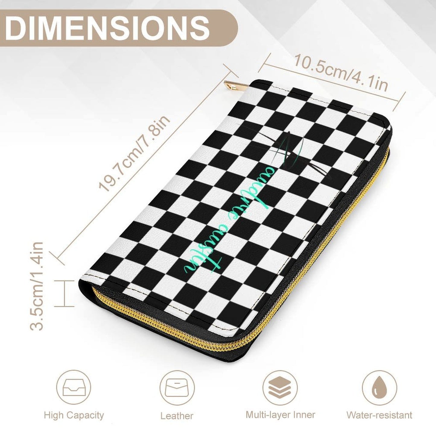 Rhythm and Check Leather Wallet